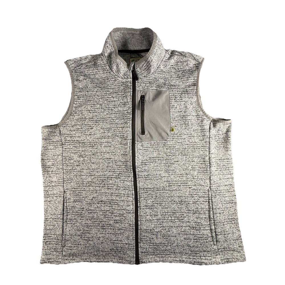 Lake & Trail Men's Fleece Vest Gray Full Zip Size 3XL Outdoor Hiking Camping‎